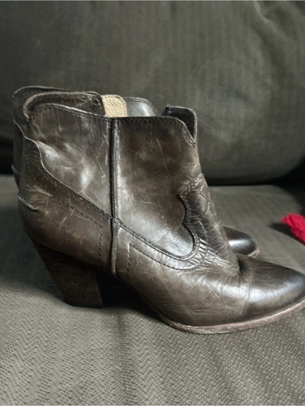 Frye Leather Ankle Western Bootie in Dark Brown